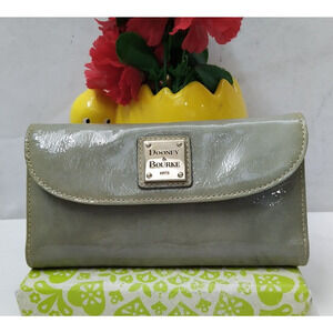 Dooney & Bourke Gray Patent Leather Checkbook Credit Card Trifold Wallet
